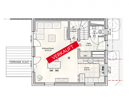 Haus 1 - EG-Grundriss-Verkauft