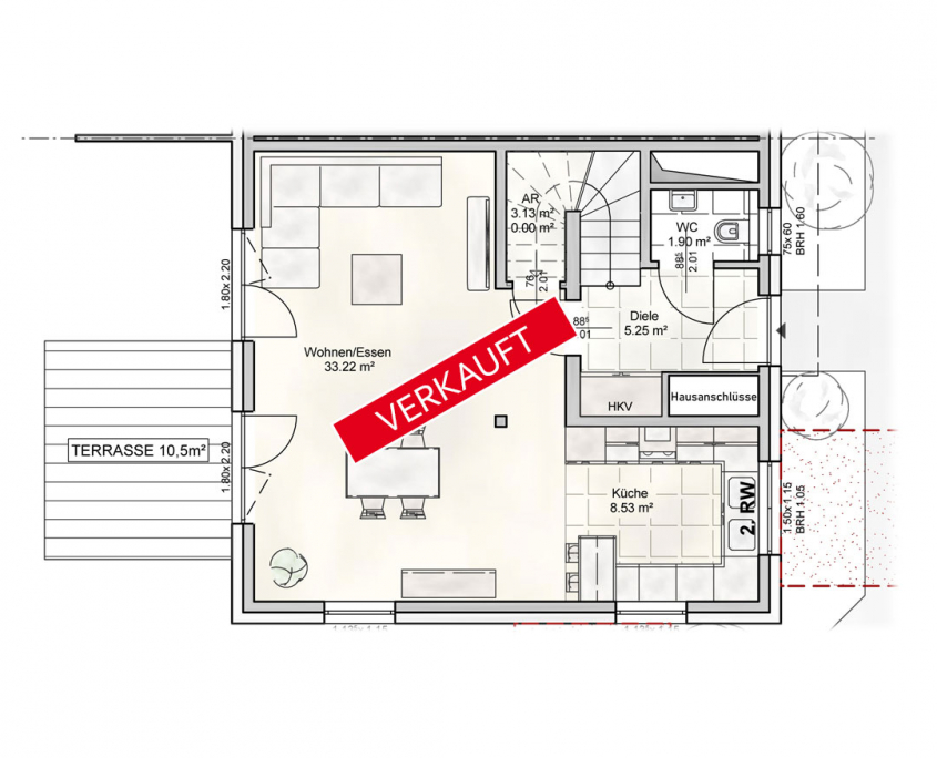Haus 1 - EG-Grundriss-Verkauft